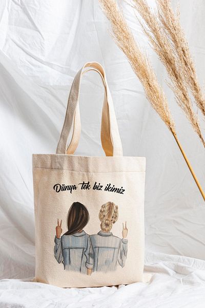 ÇELİKLER HEDİYE 2 Special for a Friend World We Are Alone Printed Cloth Bag