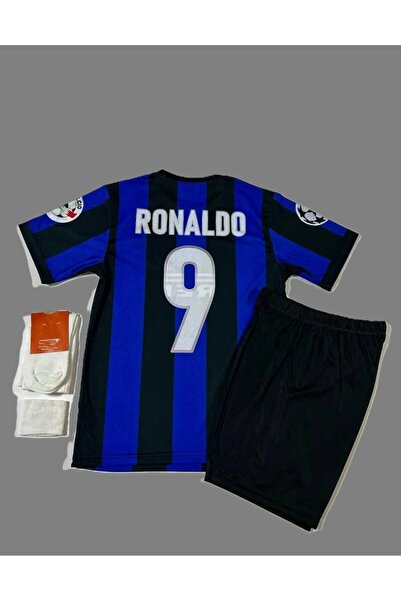 BYSPORTAKUS Ronaldo Nazario 98 Sezonu İnter Nostalji Çocuk Forması 4'lü Set