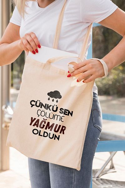 ÇELİKLER HEDİYE Because You Are My Rain Printed Cloth Bag