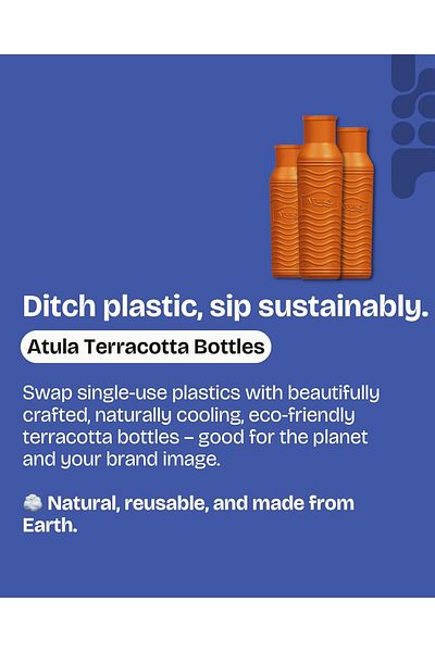 Atelier Atuly Terracotta Water Bottle with Free Jute Bag & Coaster | 800ml Clay Bottle | Eco-Friendly Natural Clay