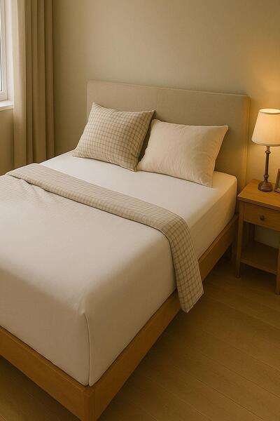 COTENCONCEPT 3 Pieces Oversized Plain Cotton Double 200 X 200 cm Elastic Combed Cotton Bed Sheet