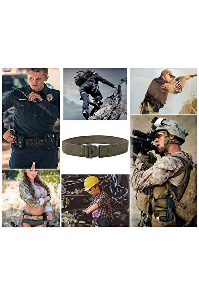 Hipolar Tactical Military Combat Belt, Adjustable with 3-Point Attachment, Kaki, 130 cm