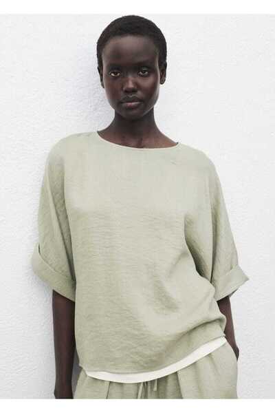 MANGO Woman Oversize kıvrık kollu bluz
