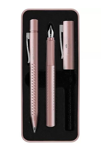 robotrend Faber-Castell 2011 Gift Set Rose Color, m Tip Fountain Pen and Xb Ballpoint Pen, Metal Hediy