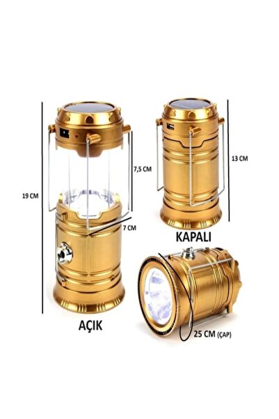 Özasya AVM Kamp Feneri Şarjlı Güneş Enerjili Powerbank Özellikli Fener Çok Fo...
