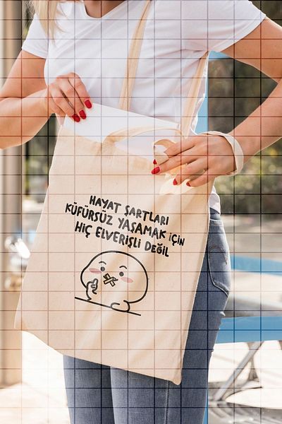 ÇELİKLER HEDİYE Life Conditions Are Never Favorable to Live Without Swearing Printed Cloth Bag