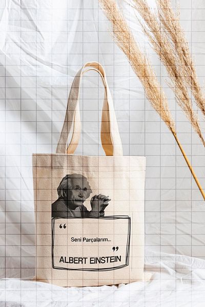 ÇELİKLER HEDİYE Pieces of Me Albert Einstein Printed Cloth Bag