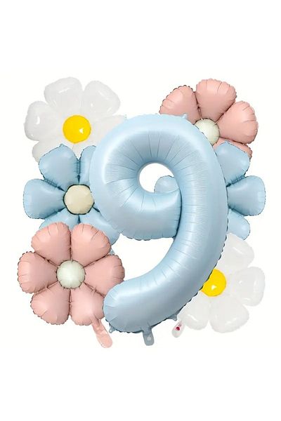 DÜVENCİ TİCARET Daisy Foil Balloon Age Birthday Balloon Set of 7