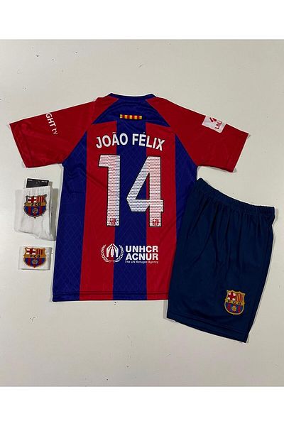 MONTENERO B.A.R.C.E.L.O.N.A 2023/24 Joao Felix Home Kids Jersey Set of 4 (Embroidered)