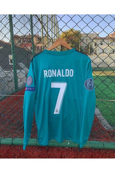 MONTENERO R. Madrid 2018 Cristiano Ronaldo Season Long Sleeve Turquoise Jersey