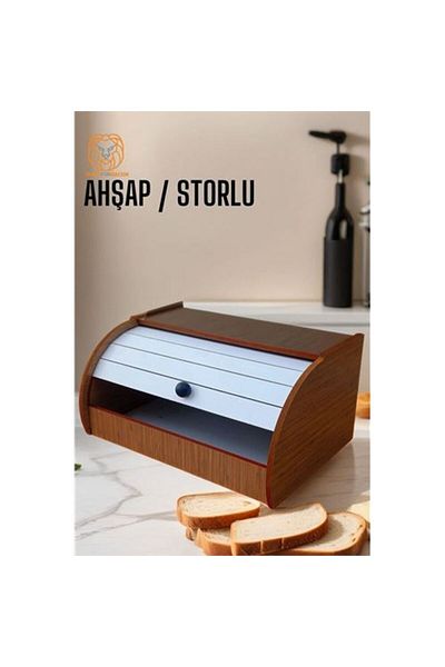 MR RZN STORE Wooden bread cabinet with roller white