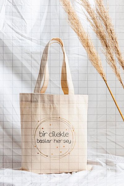 ÇELİKLER HEDİYE It All Starts with a Wish Printed Cloth Bag