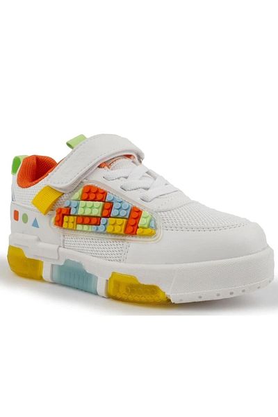 Cool Legos-Bebe 22/25 Kids Lighted Sole First Step Sneaker Sports Velcro Shoes