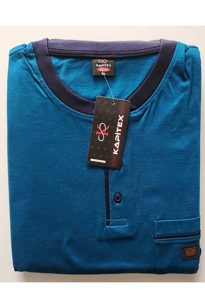 KAPİTEX Set pijamale pentru bărbați din bumbac cu mâneci lungi, mărime mare 5841