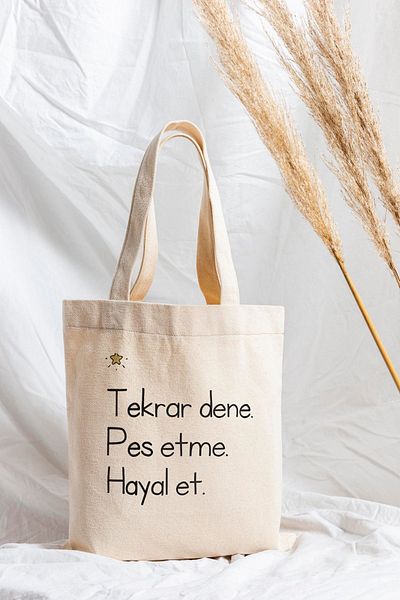 ÇELİKLER HEDİYE Try Again Don'T Give up Dream Printed Cloth Bag