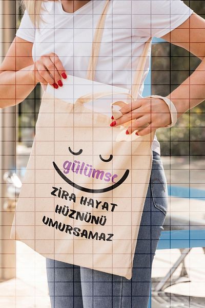 ÇELİKLER HEDİYE Smile Zira Life Doesn'T Care about Your Sadness Printed Cloth Bag