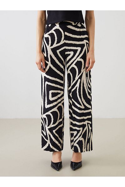 LC Waikiki Pantaloni de damă cu talie elastică cu model Wide Leg - S5PN73Z8