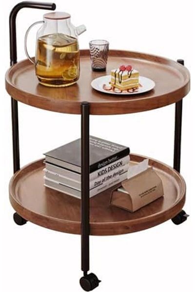 Türkiye Table with Rolling Wheels,Coffee Table,Movable Small Coffee Table 2 Layers Small Trolley,Nordic Styl