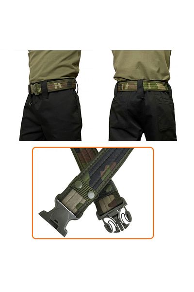 Hipolar Tactical Combat Belt, adjustable, 3-point fastening, camouflage Velcro adjustment, 130 cm