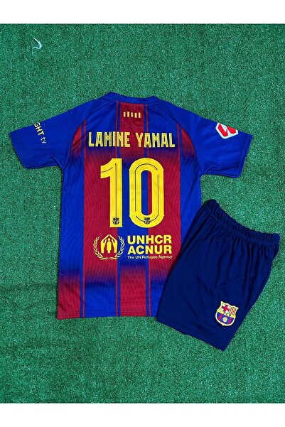 FEEL STYLE Barcelona 2025-26 Yeni Sezon İç Saha Lamine Yamal Çocuk Forması 2'li Set
