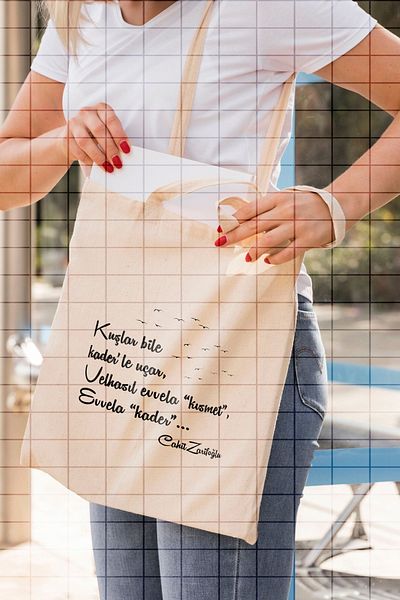 ÇELİKLER HEDİYE Birds Even Fly with Fate Cahit Zarifoğlu Printed Cloth Bag