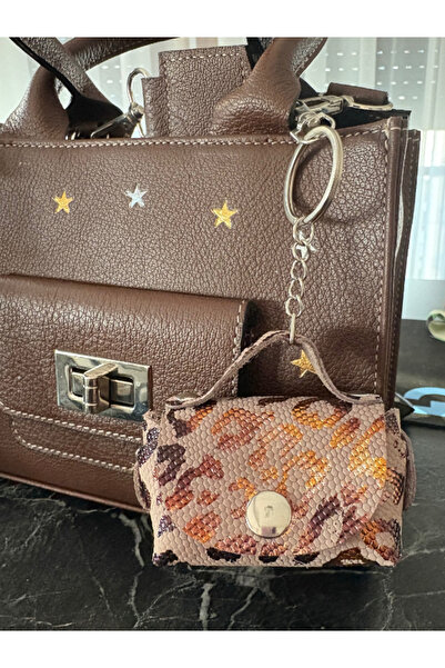 Pinkylola Lola minicik model-LEOPAR baskılı hakiki deri çanta süsü, anahtarlık, el yapımı ,bag charm