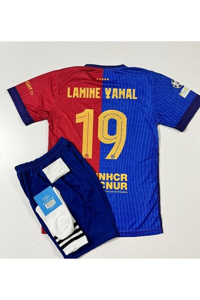 Forma F.C B.a.r.c.e.l.o.n.a 2024/25 Lamine Yamal İç Saha Parçalı Çocuk Forması 3'lü Set