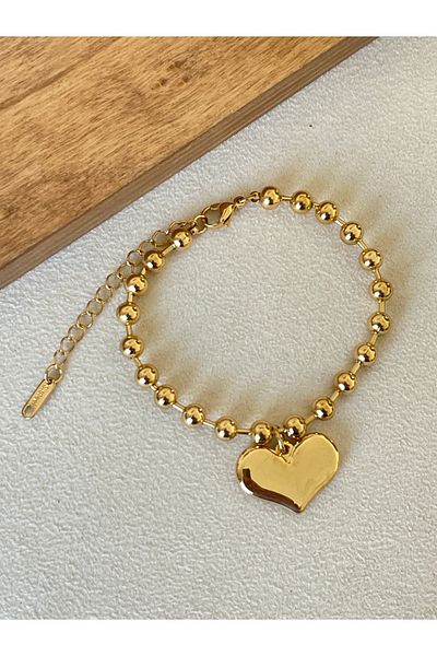 Rupen Kraft 316 L Surgical Steel Gold Model Heart Design Tarnish Free Steel Bracelet