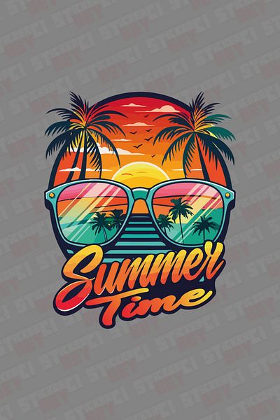 STİCKERCI BEY Summer Time Glasses Sticker 60×48 cm Off Road Caravan Sticker Coating Sun Background Sticker