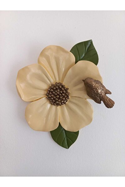 ZE DEKORASYON AÇIK SARI DUVAR DEKORASYON ÇİÇEĞİ-20X17CM