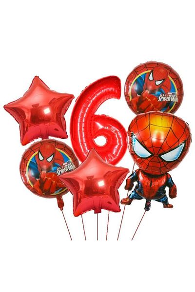 MFM Set of Foil Balloons Spiderman 6 Years Old 6 Pcs
