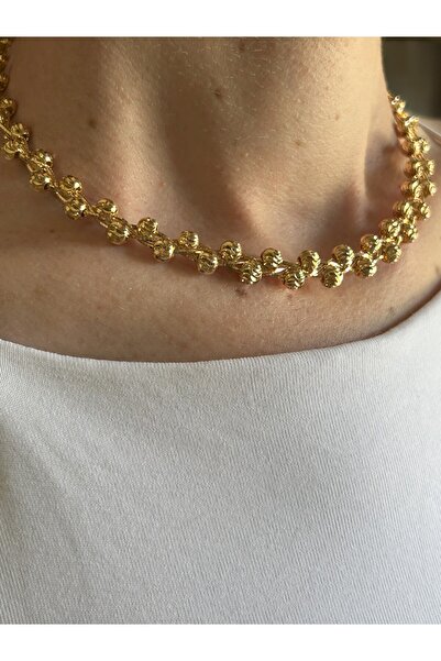 Butik قلادة تشوكر جورجيت – سلسلة كروية ثابتة، لون وردي، 45 سم