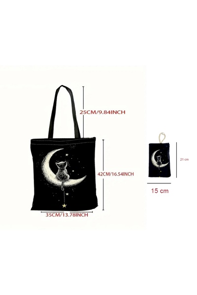 Street Bag Τσάντα ώμου με μοτίβο μαύρης γάτας με σετ τσάντα μακιγιάζ Καθημερινή καθημερινή χρήση