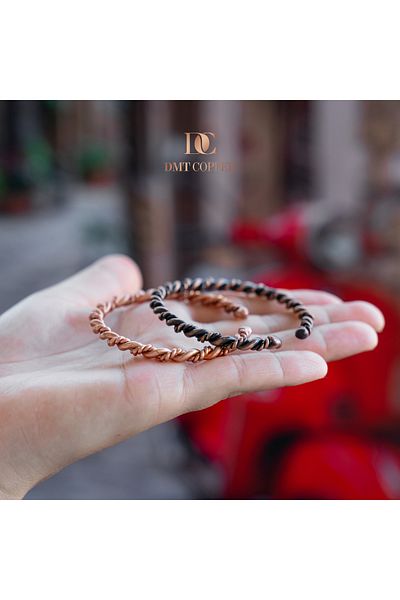 DMT COPPER HOME 100% Handmade Copper Bracelet, Natural Antibacterial Copper Bracelet, Health Friendly 2 Pcs