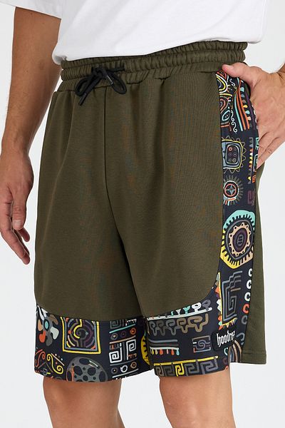 Hoodraze Men's Khaki Wide Leg Garni Shorts