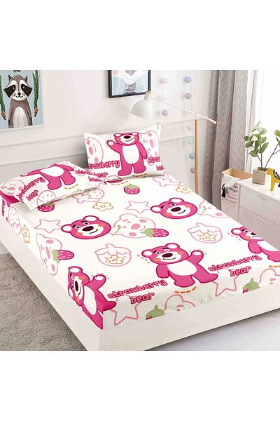 FIONNA.RO Fine Cotton Duvet Cover 90x200cm - Strawberry Bear