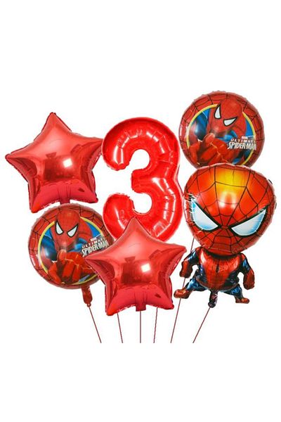 MFM Set of 3 Years Old Spiderman Foil Balloons 6 Pcs