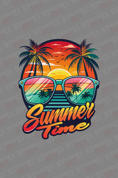 STİCKERCI BEY Summer Time Glasses Sticker 100×80 cm Off Road Caravan Sticker Coating Sun Background Sticker