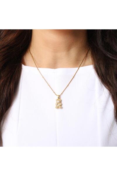 mercanjewelry Tedy Zirkon Taşlı Gold Ayıcık Kolye
