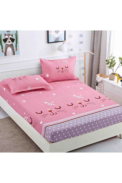 FIONNA.RO Fine Cotton Duvet Cover 90x200cm - Pink Kitty