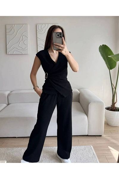 orjinal blue b Buckle Double Breasted Trousers Suit Black