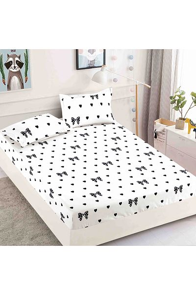 FIONNA.RO Fine Cotton Duvet Cover 90x200cm - Bows and Hearts