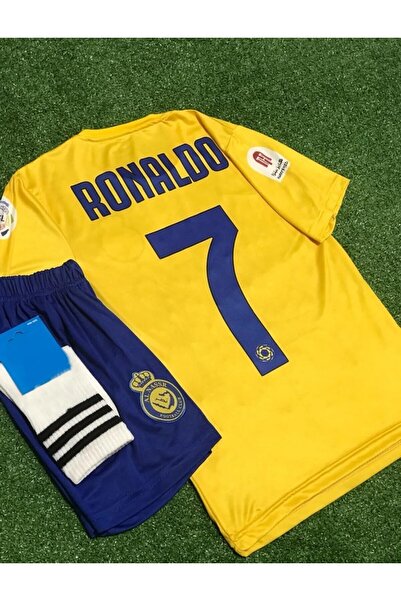 Lion Spor Al Nassr Fc 2023/24 New Season Cristiano Ronaldo Kids Jersey Shorts...