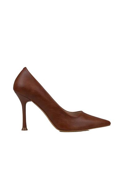 Trend Adımlar Tan Women's Flat Leather Stiletto