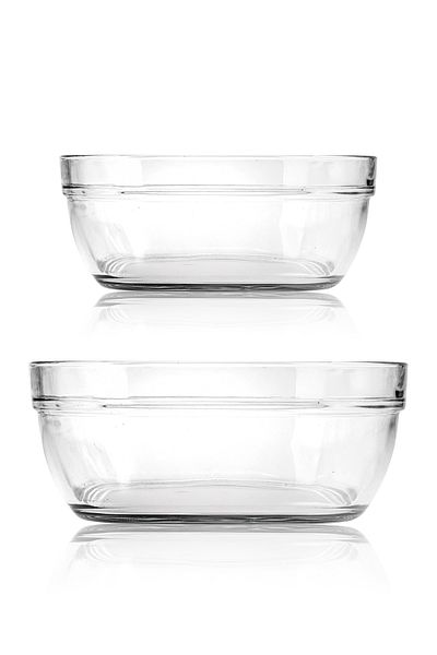 Snippy Elf - 2-Piece Glass Salad Fruit Bowl Presentation Bowl Baking Tray 20-23 cm Glass Bowl