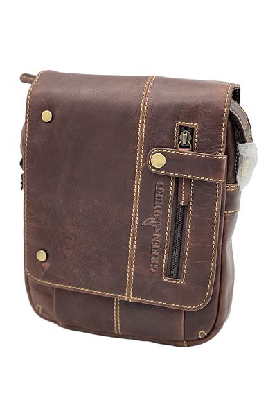 Micutz Men's Bag Natural Brown Leather Green Deed Premium, 20x23x6 cm, Brown Color