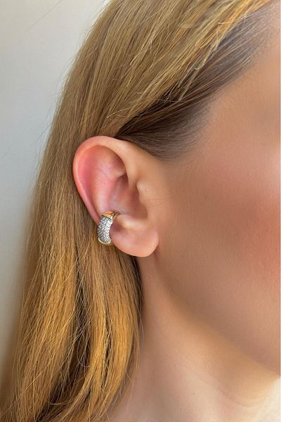 Bijou Luz Gold Stone Detailed Serenay Earcuff Cartilage Earrings