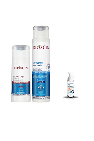 Bioxcin Aqua Thermal Kepek Karşı Etkili Şampuan Seti 200 ml 300 ml Hediye Diş...