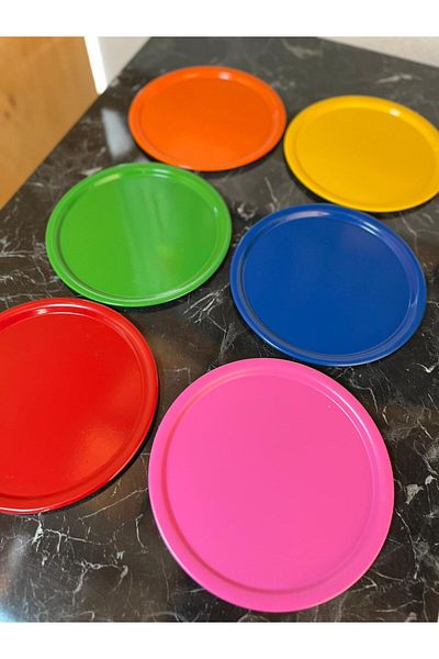 Elk Home 6 Pieces Colorful Round Presentation Tray Decorative Tray Luxury Colorful Coffee Serving Presentation Tray