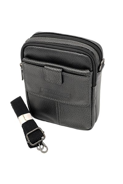 Micutz Dark Grey Men's Genuine Leather Handbag: Belt Closure, Removable Shoulder Straps
